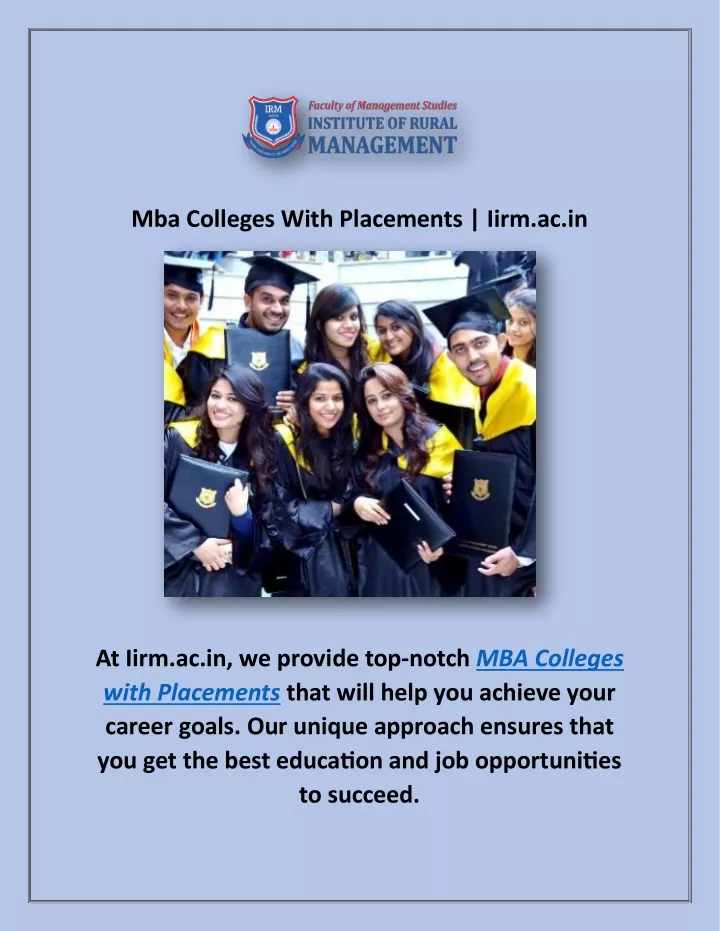 mba colleges with placements iirm ac in