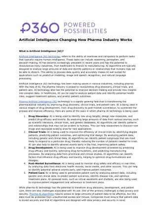 Artificial Intelligence (AI) Technology for Pharma
