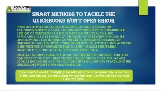 smart methods to tackle the quickbooks won t open error
