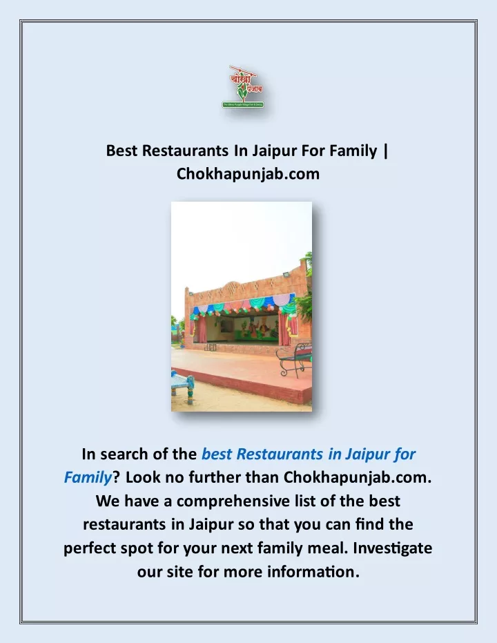 best restaurants in jaipur for family