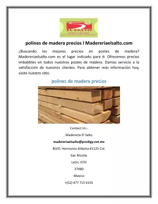 polines de madera precios  Madereriaelsalto.com