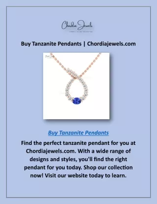 Buy Tanzanite Pendants | Chordiajewels.com