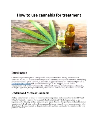 How to use cannabis for treatment