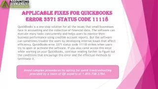 applicable fixes for quickbooks error 3371 status code 11118