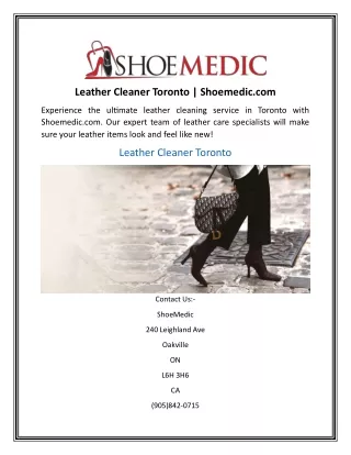 leather cleaner toronto shoemedic com
