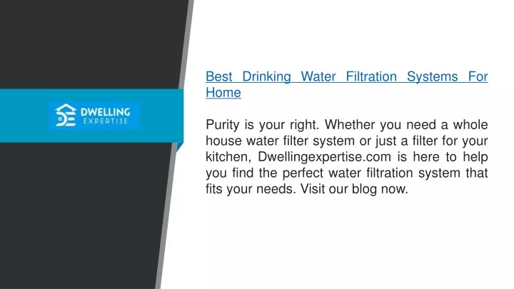 best drinking water filtration systems for home