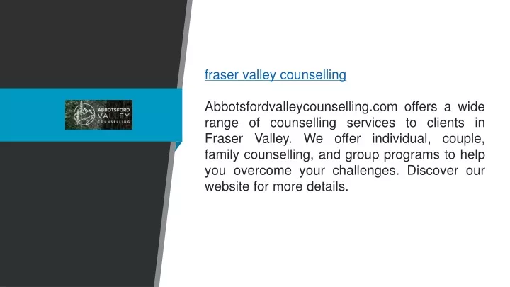 fraser valley counselling