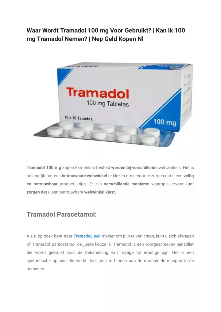 waar wordt tramadol 100 mg voor gebruikt