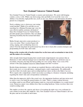 New Zealand Voiceover Talent Female