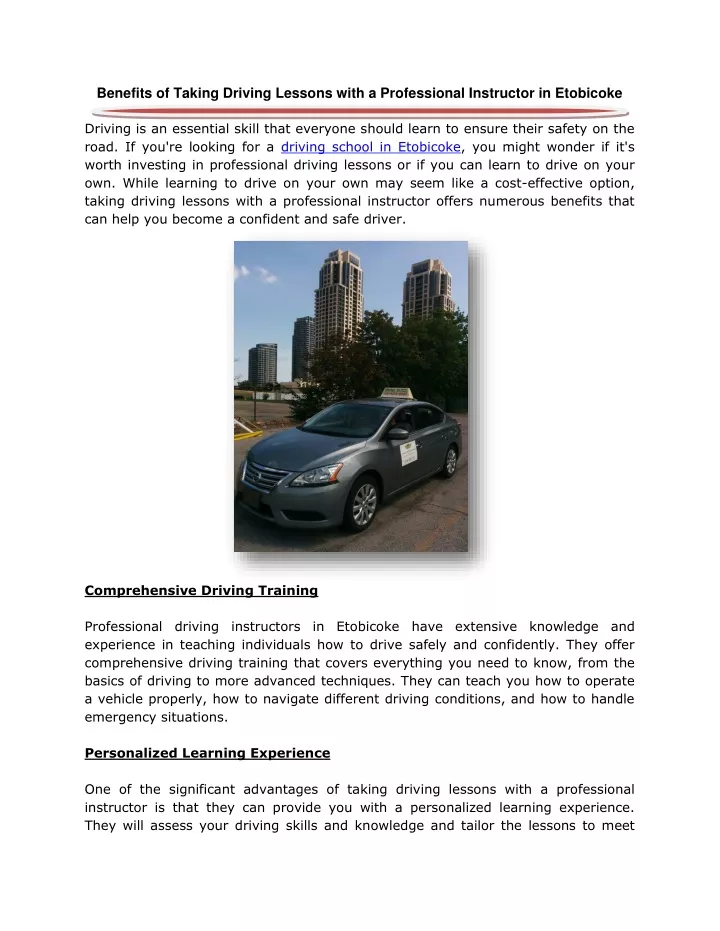 benefits of taking driving lessons with