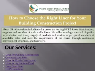 How to Choose the Right Liner for Your Building Construction Project