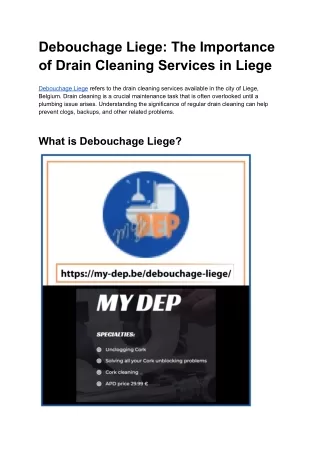 Debouchage Liege_ The Importance of Drain Cleaning Services in Liege