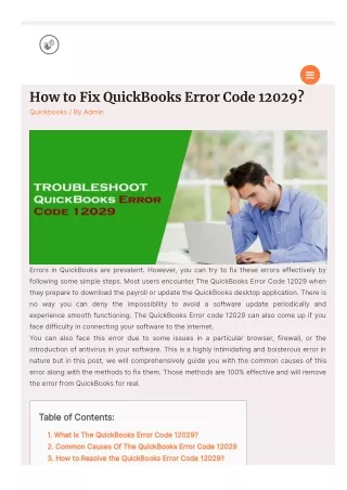 How to Fix QuickBooks Error Code 12029 ?