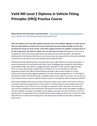 valid imi level 2 diploma in vehicle fitting