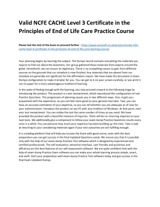 valid ncfe cache level 3 certificate