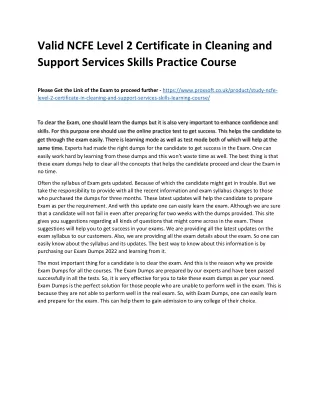 valid ncfe level 2 certificate in cleaning