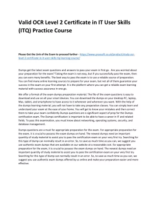 valid ocr level 2 certificate in it user skills