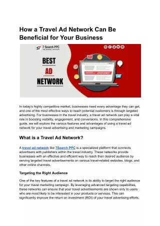 How a Travel Ad Network Can Be Beneficial for Your Business