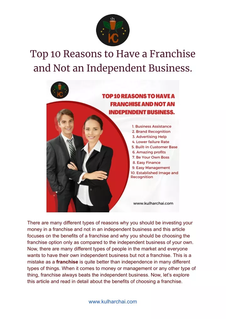 top 10 reasons to have a franchise