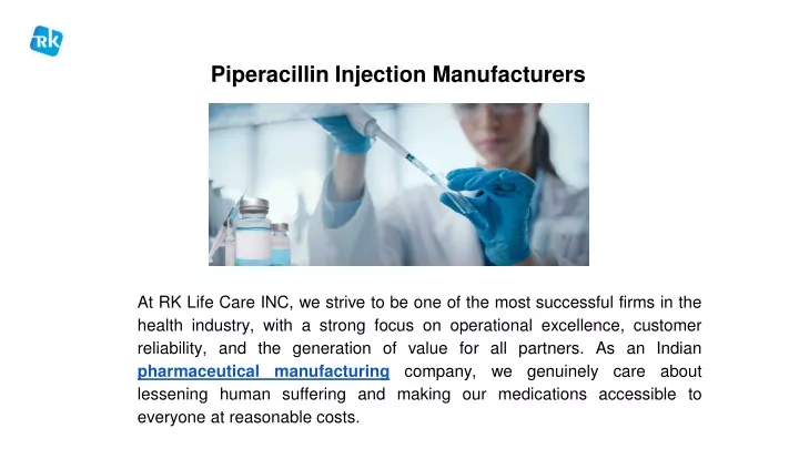 piperacillin injection manufacturers