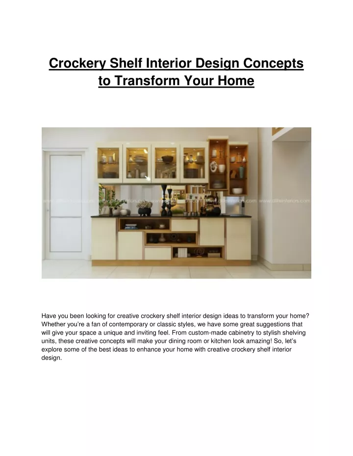 crockery shelf interior design concepts