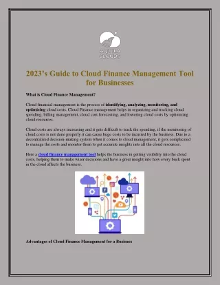 2023’s Guide to Cloud Finance Management Tool for Businesses