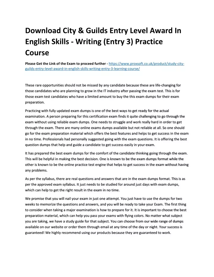 download city guilds entry level award in english