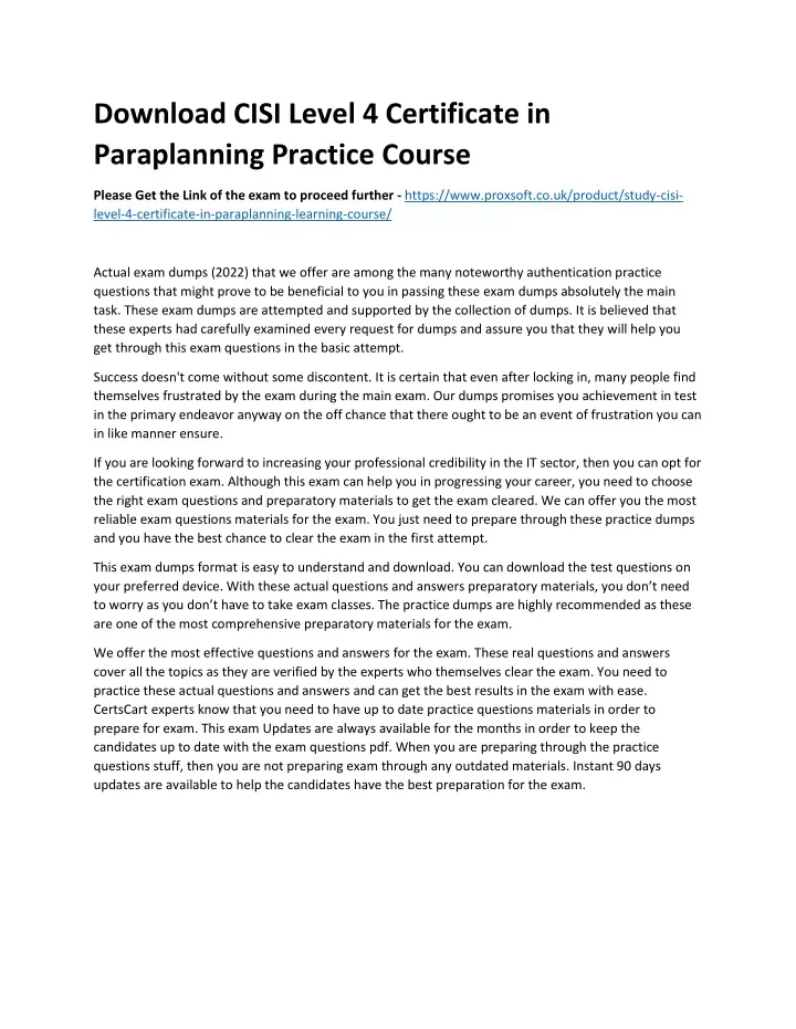 download cisi level 4 certificate in paraplanning