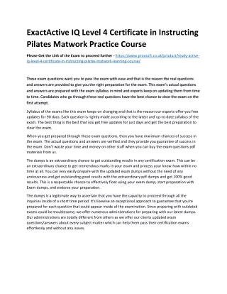 exactactive iq level 4 certificate in instructing