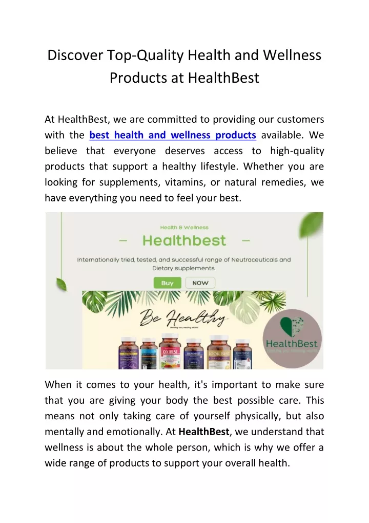 discover top quality health and wellness products