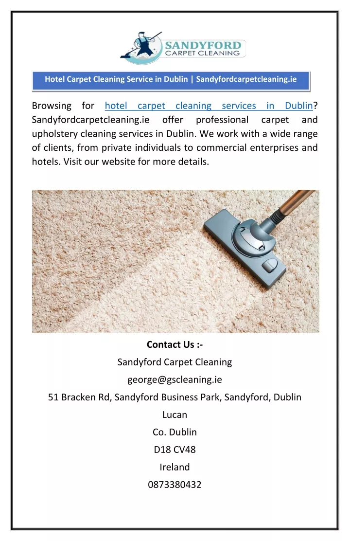 hotel carpet cleaning service in dublin