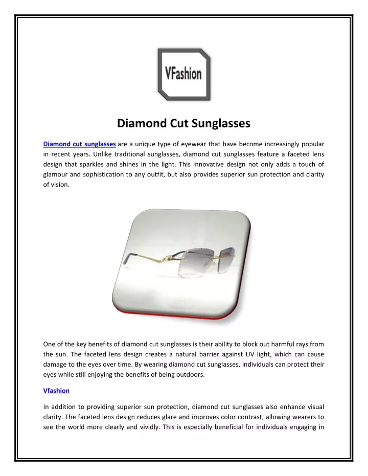 diamond cut sunglasses