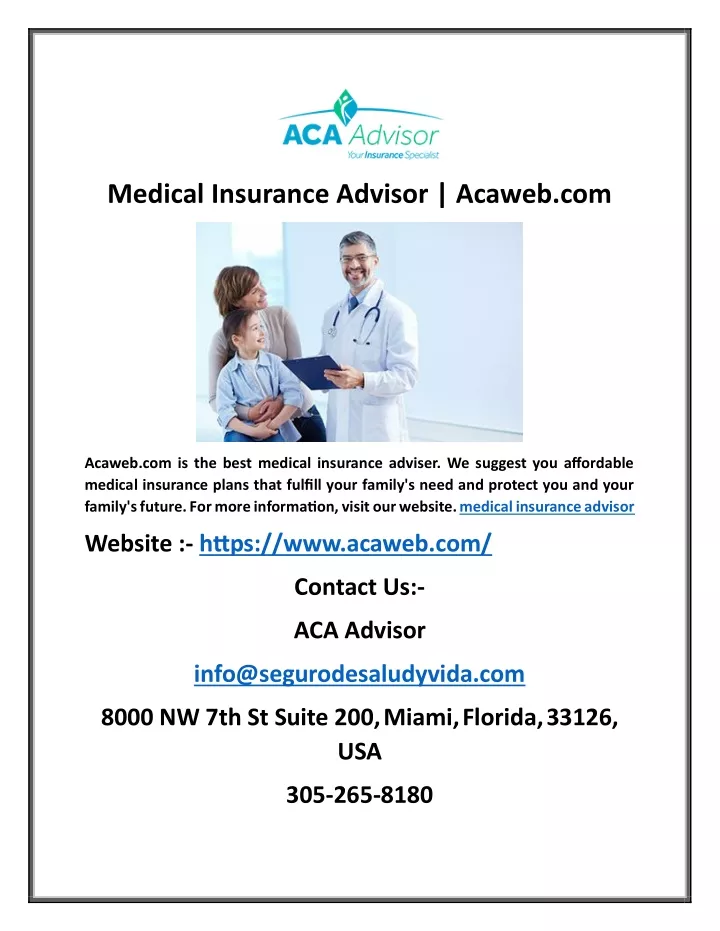 medical insurance advisor acaweb com