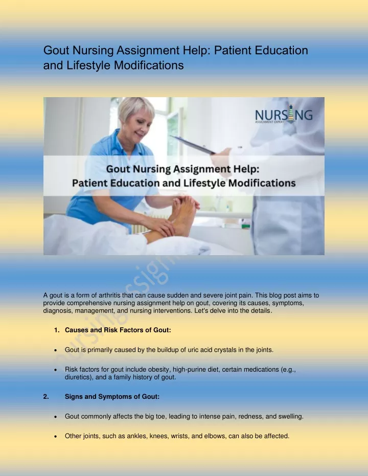 gout nursing assignment help patient education