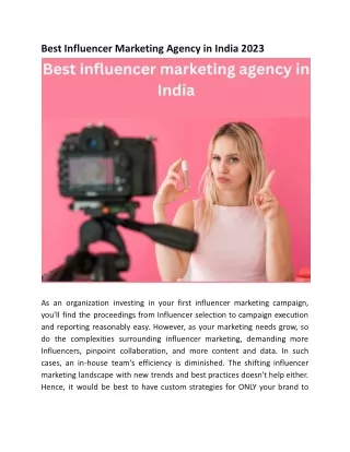 Best influencer marketing agency in India 2023