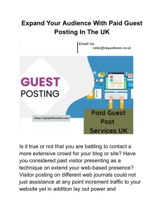 Expand Your Audience With Paid Guest Posting In The UK