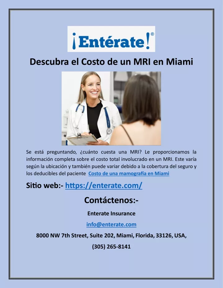 descubra el costo de un mri en miami