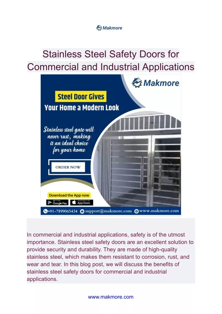 stainless steel safety doors for commercial