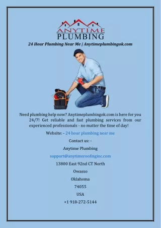 24 Hour Plumbing Near Me  Anytimeplumbingok.com