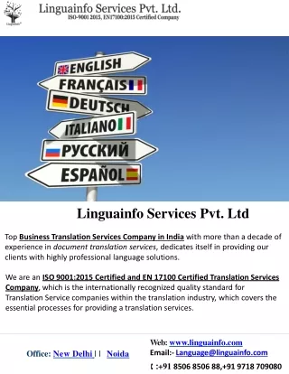 Language Translation Company In Delhi NCR, India And Worldwide