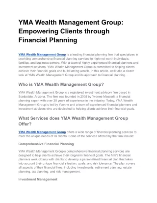 YMA Wealth Management Group_ Empowering Clients through Financial Planning