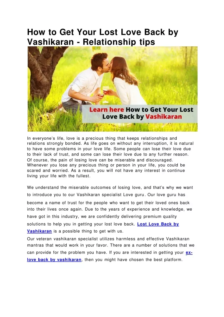 how to get your lost love back by vashikaran relationship tips