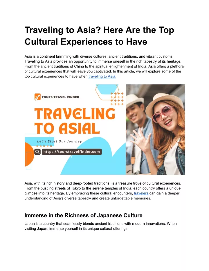 traveling to asia here are the top cultural