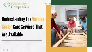 Understanding The Various Senior Care Services That Are Available