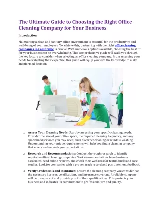 Office cleaning companies in Cambridge