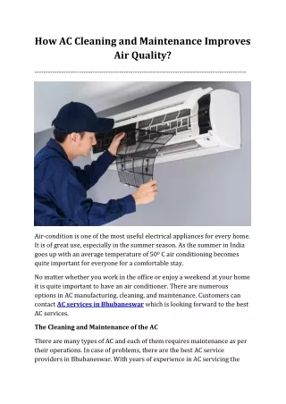 How AC Cleaning and Maintenance Improves Air Quality not done