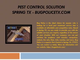 pest control solution spring tx bugpolicetx com