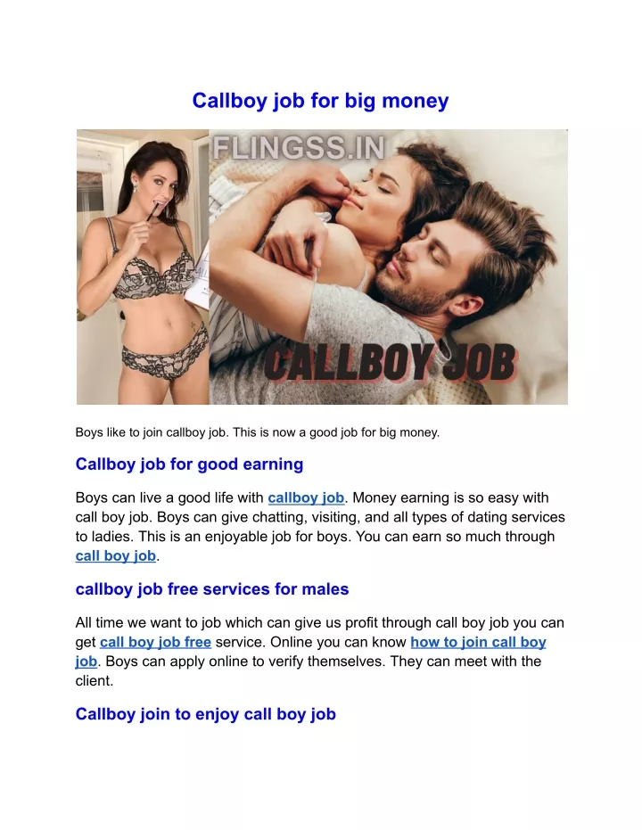 callboy job for big money