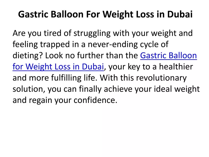 gastric balloon for weight loss in dubai