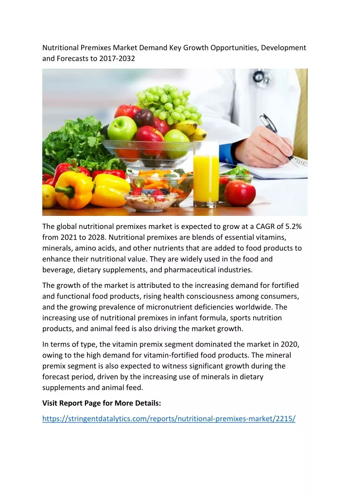 nutritional premixes market demand key growth